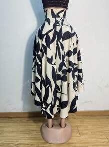 Women Belted Slit Hem A-Line Skirt, Resort Wear