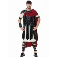 Medieval Ancient Roman Spartan Warrior Costume, Prince Knight, Gladiator Costume For Halloween - Beige - View 5
