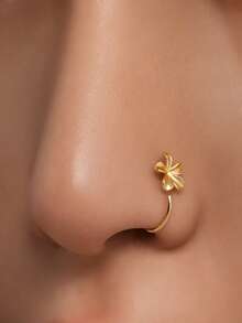 1件闪亮银色S925花瓣鼻环/鼻钉/金鼻环/银鼻环/鼻圈/耳软骨环/耳夹/小耳环