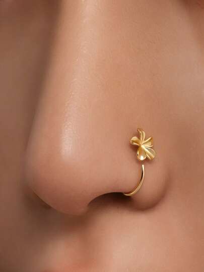 1pc Sterling Silver S925 Glossy Petal Nose Ring/Nose Ornament/Gold Nose Ring/Silver Nose Ring/Nose Ring/Ear Helix/Tragus Ring/Cartilage Ring/Small Hoop Earring