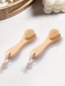 3pcs Natural Bristle Wooden Handle Manual Face Cleansing Brush, Dry Brushing Face Scrub Brush, Facial Care Brush, Easy To Hang And Store, Practical And Ideal Gift For Friends And Family - Multicolor - View 5