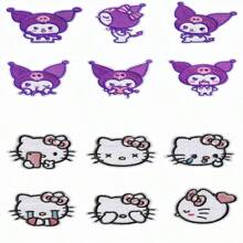 Sanrio 1pc/6pcs Cartoon Hello Kitty Fabric Sticker Embroidery Label Cute Patch For Clothes, Self-Adhesive Waterproof Decal, Suitable For All Kinds Of Clothing. (Random Style)