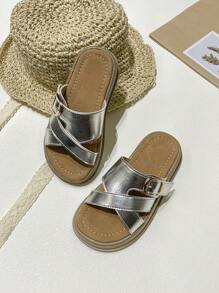 Ciabatte estive per ragazze, modello 2025, nuove, con punta aperta, fondo spesso, morbide e confortevoli, versatili, stile retrò, slip-on, adatte per l'esterno e la spiaggia