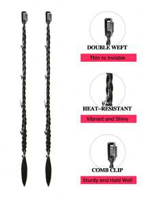 2 件辫子接发，婴儿发辫 20 英寸拳击夹辫子合成天然棕色辫子接发，适合女性日常派对使用（心形装饰）