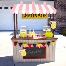 2 Packungen Zirkus-Markisen-Dekor Sommer Outdoor 3D Streifen Pappe Markise Karneval Wanddekoration Mardi Gras Zirkus-Party Geschenke für Pool-Party, Limonadenstand, Bäckerei, Eiswagen, Pinnwand-Dekoration (Pink und Weiß)