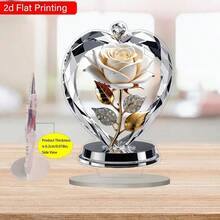 قطعة واحدة ، فن أكريليك وردة بيضاء مسطح ثنائي الأبعاد مزين بقاعدة ، مثالي لديكور المنزل والغرف والمكتب ، ديكور عيد الأم والأعياد والذكرى الزواجية، لوحة تزيينية وديكور هدايا - متعدد الألوان-الحلي - مشاهدة 7