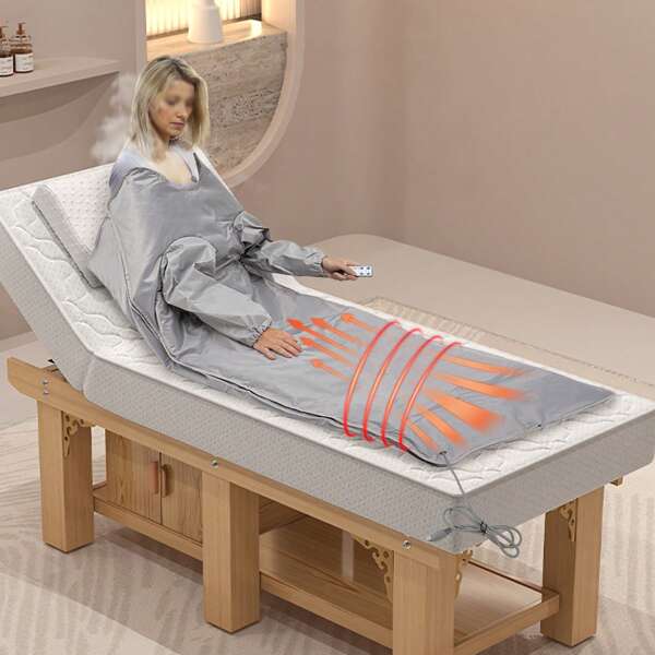 RibasuBB Infrared Sauna Blanket - 5-Layer Electric Thermal Wrap With Long Power Cord, Double-Sided Zipper, And Elasticated Wrist Straps For Relaxation & Detox