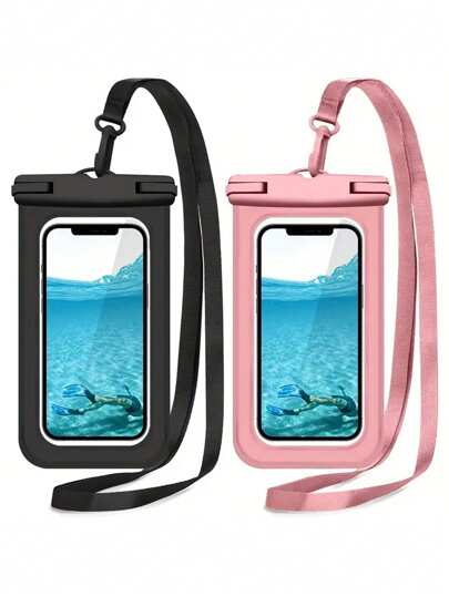 قطعة واحدة جودة عالية حافظة هاتف متعددة الاستخدامات للهواتف المحمولة مقاومة للماء، حافظة هاتف محمول مقاومة للماء IPX8 عالمية، حافظة هاتف محمول شفافة باللون الوردي والأبيض والأسود والأزرق من البي في سي مقاومة للماء، غطاء وقائي للهاتف المحمول