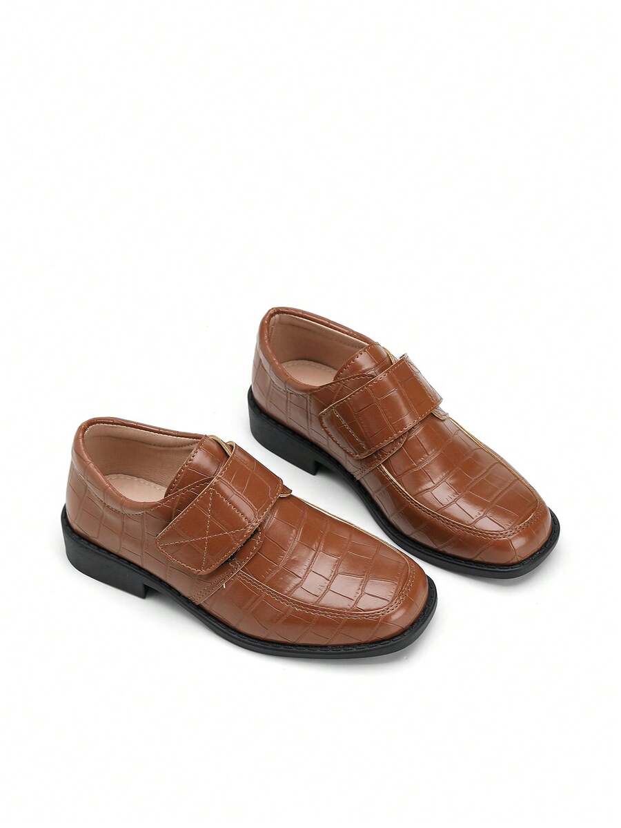 Retro Style Boys' Square Toe School Campus Shoes, Spring/Summer - Brown - View 1