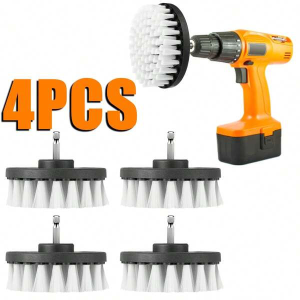 4 pièces Accessoire de brosse de perceuse douce de 4 pouces pour le nettoyage de tapis, , de garniture, de verre, de pneus de voiture, de grattoir électrique, de salle de bain, de décoration d'automne, de rentrée scolaire