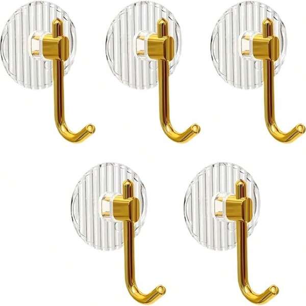 1/3/5 paquetes - Ganchos adhesivos fuertes para almacenamiento en el baño, sin necesidad de taladrar para la organización del hogar y el baño (Organizador de pared/baño)