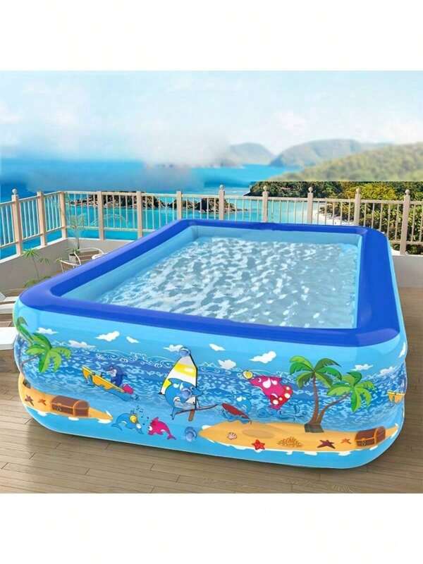 New Printed 2-Ring And 3-Ring Inflatable Water Park, Family Pool Party, Easy Installation, Thick & Durable