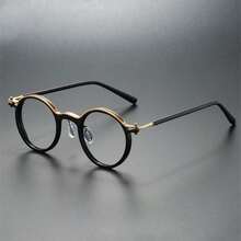 2025新款复古时尚男士眼镜框，圆形朋克金属电脑眼镜，透明镜片，高品质品牌设计，适合日常佩戴 - 無色 - 查看 10