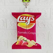 1pc Creative Potato Chip Shaped Tissue Box, Space Saving, Auto Sofa Paper Towel Case Storage, Square Tissue Box Tissue Cube Box Creative Potato Chips Bag Auto Sofa Tissue Box Storage, Suitable For Living Room, Dining Room, Bedroom
