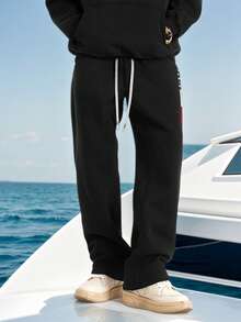 1pc Men's Drawstring Waist Loose Wide Leg Casual Sports Pants, Spring/Summer - Multicolor - View 3