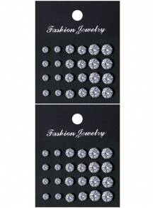 72/48/24 Stücke Set modischer, minimalistischer funkelnder Strass-Ohrstecker, Paar-Ohrstecker Schmuckset, Party/Date/Geschenk, geeignet für das ganze Jahr