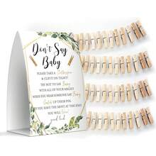 51 件“别说宝宝”游戏套装、迷你衣夹婴儿送礼游戏卡、“别说宝宝”婴儿送礼游戏（1 个 5x7 英寸标志、50 个迷你衣夹）、极简主义主题婴儿送礼会装饰、婴儿送礼会、性别揭晓游戏 - 彩色 - 查看 13