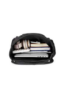 1pc Men's Fashion Backpack, Casual Waterproof Large Capacity Backpack, Korean Style Durable Travel Laptop Bag Suitable For Commuting, Black PVC Floral Pattern, Gift For Men - Multicolor - View 9