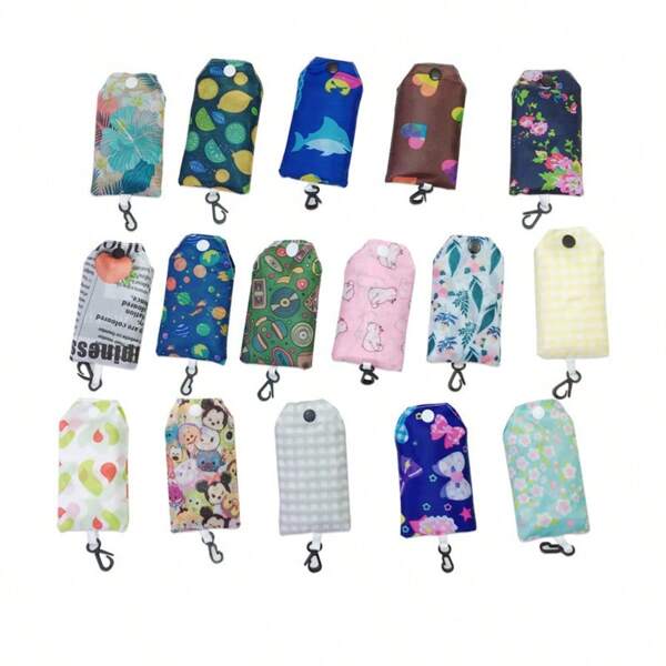 1 pieza Bolsa de compras, bolsa de almacenamiento de poliéster con diseño de flores, bolsa de compras plegable creativa y bolsa de compras para almacenamiento