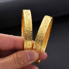 2 pièces/4 pièces Bracelets de luxe pour femmes de couleur dorée de 65 mm/70 mm, convenant aux filles arabes, européennes et américaines pour un usage quotidien, une fête, un anniversaire, un mariage
