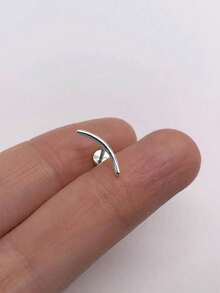 EleRunis 1 pieza Pendientes de plata de ley 925 con engaste de garra, pendientes de perforación de oreja/cartílago/hélix chapados en oro de 18K, joyería hipoalergénica para mujeres y niñas, uso diario, boda, fiesta, compromiso - Plateado - Ver 3