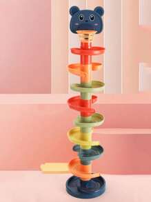 1 zestaw 9-piętrowej nowej rampy dla dzieci, tor do koszykówki, odpowiedni dla dzieci powyżej 3 lat, tor do zabawy dla dzieci, wieża przesuwna, obrotowy tor kulkowy, tocząca się piłka, ciekawa gra logiczna, wczesna edukacja, tocząca się piłka, zabawka dla dzieci, losowe kolory, trzymać z dala od dzieci poniżej 3 lat