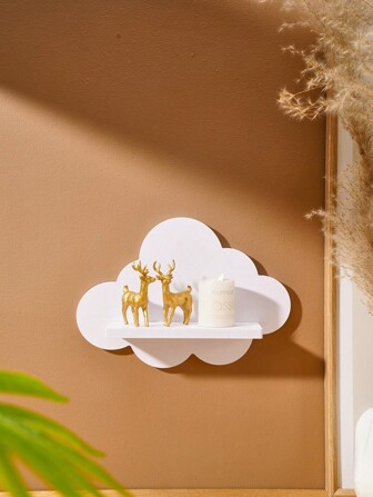 1 pezzo, Mensola da parete con lavagna bianca a forma di nuvola di 16,3 x 23,1 cm, in materiale bianco lavagna semplice, montaggio per esposizione decorativa di cristalli, piccolo organizer da parete per la casa