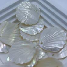 Paquete de 10 colgantes de concha de abulón natural, suministros de fabricación de joyas con forma de abanico, accesorios de artesanía de material de conchas - Multicolor - Ver 7