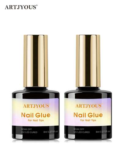 2 pezzi di colla per unghie finte, adesivo per unghie 8ml, prodotti per arte di unghie, colla per estensioni unghie, colla per unghie finte, soluzioni di legame per unghie, adesivi per la bellezza, colla per gel UV, colla per unghie a pressione, colla per punte unghie, colla per unghie trasparenti, forte adesione per unghie finte, bottiglia rotonda, applicatore a pennello preciso, per nail salon, manicure fai-da-te, appassionati di arte di unghie, professionisti della bellezza