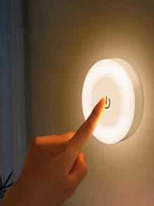 Luce notturna magnetica rotonda con porta di ricarica USB di tipo C, interruttore touch, lampada LED a 3 colori, ideale per camera da letto e corridoio - controllo touch facile, alimentata USB, luce notturna per camera da letto | Lampada elegante | Luce ricaricabile USB, Lampada USB