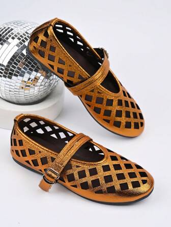Nouvelles sandales de mode, couleur unie, style de base décontracté, orteil rond creux, à une bride, plates, pour femmes. Idéal pour l'extérieur et l'été