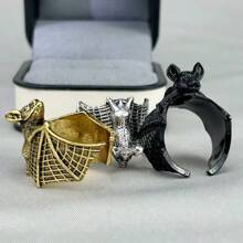 1pc Retro Metal Minimalist Bat Design Open Ring, Personalized Animal Ring For Men