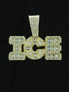 Chunky Iced Out Letter Initial Pendant Chain Cuban Link Necklace For Men,Bling Diamond Chain Letter Name Tennis Chain For Boy,Bling Rapper Miami Hip Pop Jewelry Rocker Disco Jewelry Gifts