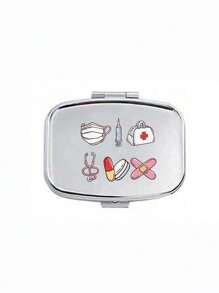Boîte de rangement portable à deux compartiments pour pilules, mignonne petite boîte de rangement en métal, boîte à bijoux et à pilules portable, cadeau créatif personnalisé avec logo de dessin animé, convient pour les voyages, les activités extérieures, les sacs, les poches, utilisé pour les cadeaux de mariage, les cadeaux et la décoration de réception, boîte de rangement de voyage décorée de manière unique, parfaite pour les voyages, conception compacte, facile à utiliser, convient pour la gestion des médicaments/tous les groupes d'âge (4 options)