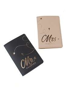 2PCS Mr Mrs PU Leather Lovers Passport Cover Passport Case Passport Holder Passport Wallet Card Holder Crown Graphic Lightweight Fashion Travel Accessories For Flight For Women Or Men Gift For Couples - Multicolor - View 10