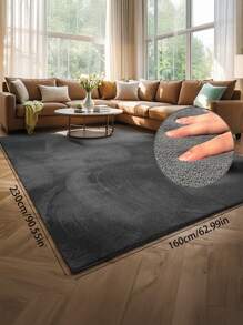 1 pieza Alfombra de terciopelo gris oscuro de tono frío premium tipo helado, alfombra suave para sala de estar, dormitorio, mesita de noche, salón, adecuada para el Día del Padre, Día de la Madre, Día del Trabajo, Pascua, decoración del hogar, nuevo lanzamiento de primavera