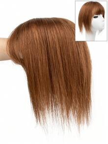 8*12 Inch Women's Straight Chestnut Brown Hair Clip-In Extensions, Natural Looking Basic Hair Piece, Suitable For All Brown Hair Bangs, Can Modify Face Shape - S6 - View 7