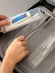 Transparent Plastic Toothbrush And Toothpaste Storage Box, Makeup Brush Storage Box, Multi-Function Storage Box, Casual Style, Lightweight, With Buckle Closure, Suitable For Travel And Business Trips - Multicolor - View 8