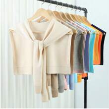 1 pièce Nouveau châle tricoté polyvalent en couleur unie chaud, mode femme automne 2025