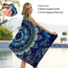 1 PC Geometric Patterns Ultra-Fine Fiber Magnetic Fixed Beach Towel, Fast Drying Super Absorbent Lightweight Travel Towel, Multi-Color Printed Swimming Towel, Camping Towel, Swimming Pool, Water Sports, Yoga, Gym, Backpack
