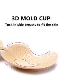 صدريه لاصقة شفافة وبلا مشابك بمقاسات كبيرة للنساء، صدريه لاصقة بظهر مكشوف، سيليكونية جذابة رافعة الصدر لصدر صغير، صدريه بلا حمالات مناسبة للفساتين وفساتين الزفاف - لون مشمشي - مشاهدة 8