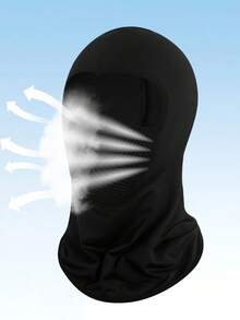 1pc Unisex Balaclava Hat, Suitable For Cycling & Skiing, Windproof And UV Protection - Black - View 2