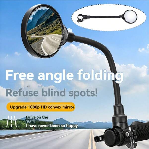 1pc 360° Rotatable Adjustable Soft Tube Rearview Mirror, Ultralight Quick-Release Bicycle Handlebar Mirror