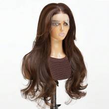 Brown 13x6 Synthetic Lace Front Wigs For Women 22 Inch Long Straight Glueless Kanekalon Hair Resistant Synthetic Hair Wigs Free Part 150% Density For Women Daily Party Vacation Holiday Use Easy To Install And Take Off For Beginners