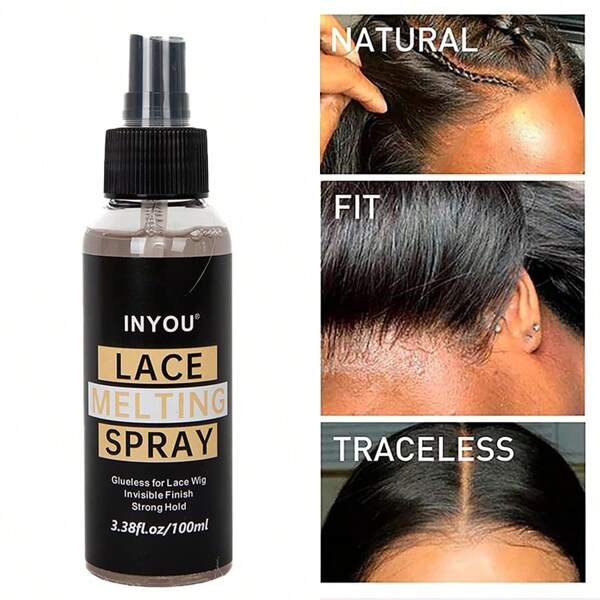 100ml Lace Melting Spray And Holding Flawless,Natural, And Seamleass Finish, No Reside, Long Lasting Formula With Protecting Edges, Perfect For Wigs