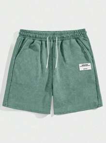 Men's Summer Corduroy Straight Leg Shorts, Printed Minimalist Loose Casual Sports Knee-Length Pants