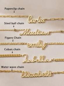 1pc Personalized Fashion Multi-Chain Customized Name Necklace, Gold Stainless Steel Customized English Letter Pendant Necklace Gift, Unisex, Suitable For Daily, Couples, Boyfriend, Girlfriend, Mom, Dad, Family, Pet, Grandma, Perfect For Valentine's Day, Mother's Day, Father's Day, Anniversary, Gathering, Wedding, School Supplies, Back To School, School Gift, For Teacher Gifts, For Dorm Rooms, For Teacher, College Students, University Students, Freshman, Sophomore, Underclassmen, Chic Autumn, Utilitarian Chic, Delicate Romance, Look Glamour