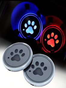 4个装LED车载杯架灯，发光杯架垫 - 防滑，碳纤维嵌垫，适用于跑车，通用型饮料垫，必备内饰配件，车载杯架 | 运动设计 | 亮面 - 彩色 - 查看 6