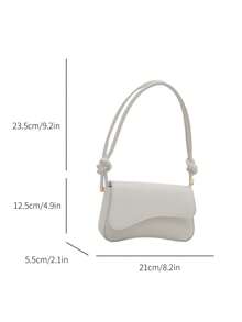 Vintage Lightweight Business Casual Chocolate Brown Flap Baguette Bag, Retro PU Material, Suitable For Teenagers, Women, College Students, Young Professionals And Office Workers, Perfect For Office, University, Work, Business, Commuting, Outdoor Activities, Travel, Hiking And More - White - View 4