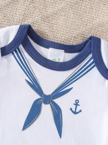 [5pcs/Set] New Animal Print Triangle Bodysuit For Baby Boy - Royal Blue - View 7